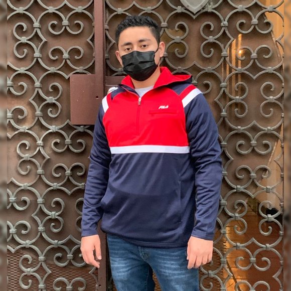 Men's Fila NavyReddWhitePullover Hooded Jacket